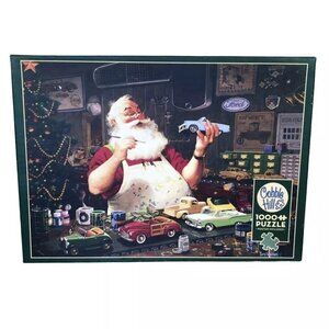 Cobble Hill Santa Claus Puzzle 1000 Painting Cars w/ Poster by Tom Newsom Comp
